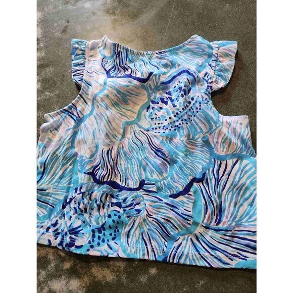 Lilly Pulitzer girls Opal Bermuda blue fishful thinking  top sz L (7-8) - Picture 4 of 4